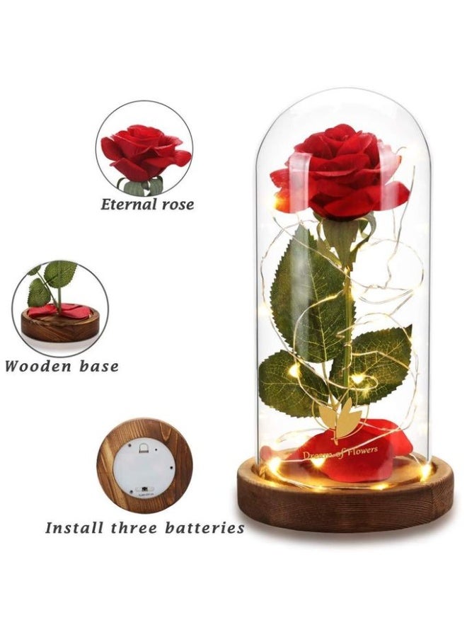 A glowing red rose inside a glass dome – a luxurious, romantic gift with lights for Valentine's Day and anniversaries - Image 2